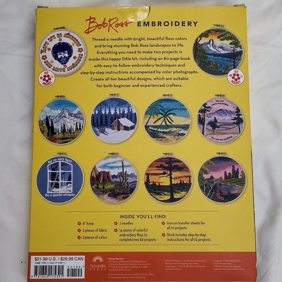 Bob Ross Embroidery Sewing Kit / Bob Ross Embroidery Designs / Complete Kit - Picture 5 of 12